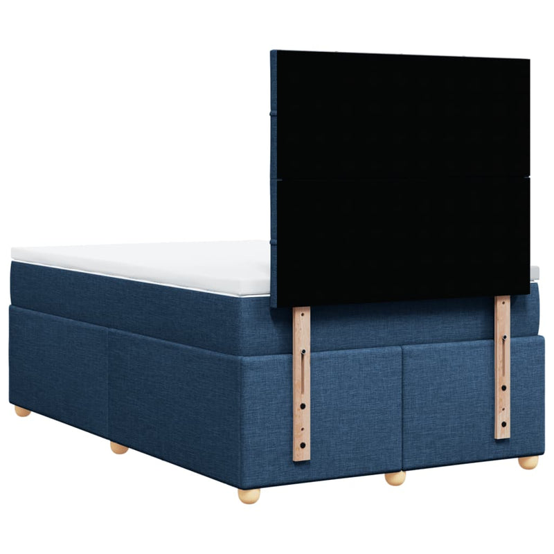Pat box spring cu saltea, albastru, 120x200 cm, textil