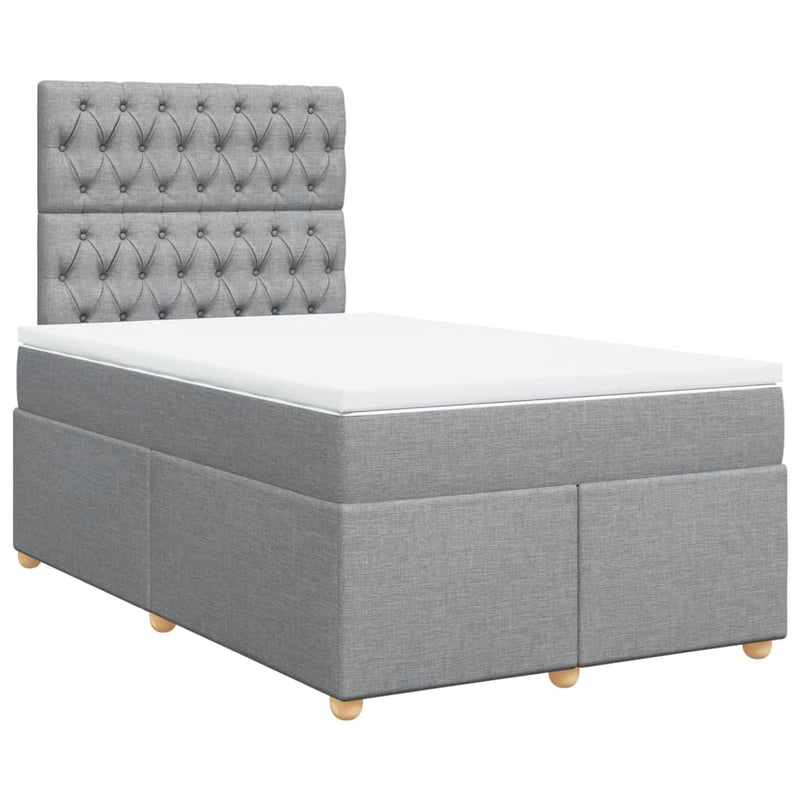 Pat continental cu saltea, gri deschis, 120x200 cm, textil