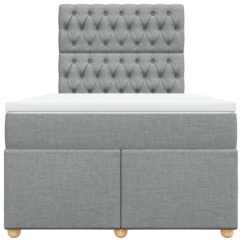 Pat continental cu saltea, gri deschis, 120x200 cm, textil