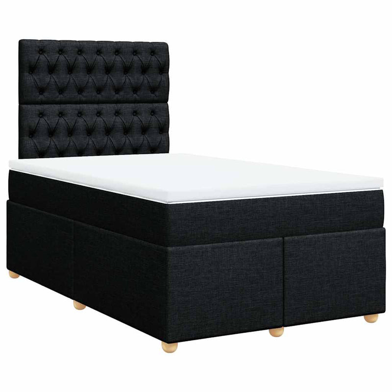 Pat box spring cu saltea, negru, 120x200 cm, textil