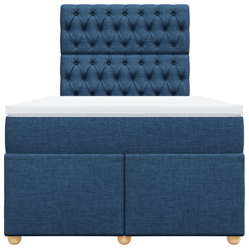 Pat box spring cu saltea, albastru, 120x200 cm, textil