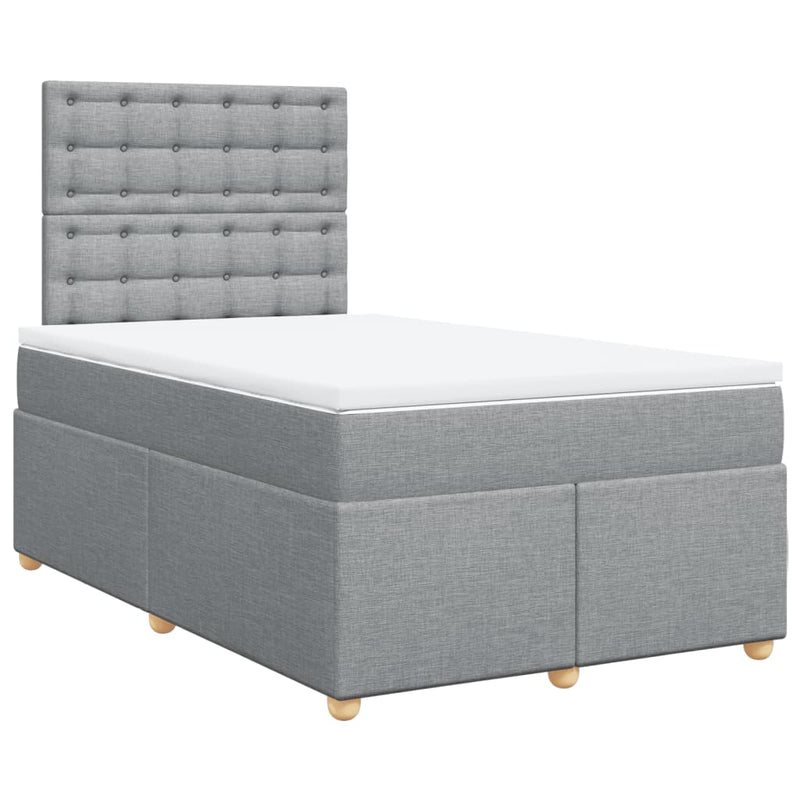 Pat continental cu saltea, gri deschis, 120x200 cm, textil
