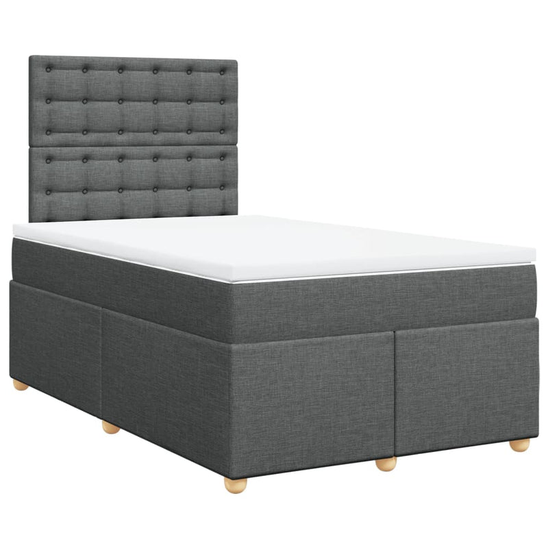 Pat box spring cu saltea, gri închis, 120x200 cm, textil
