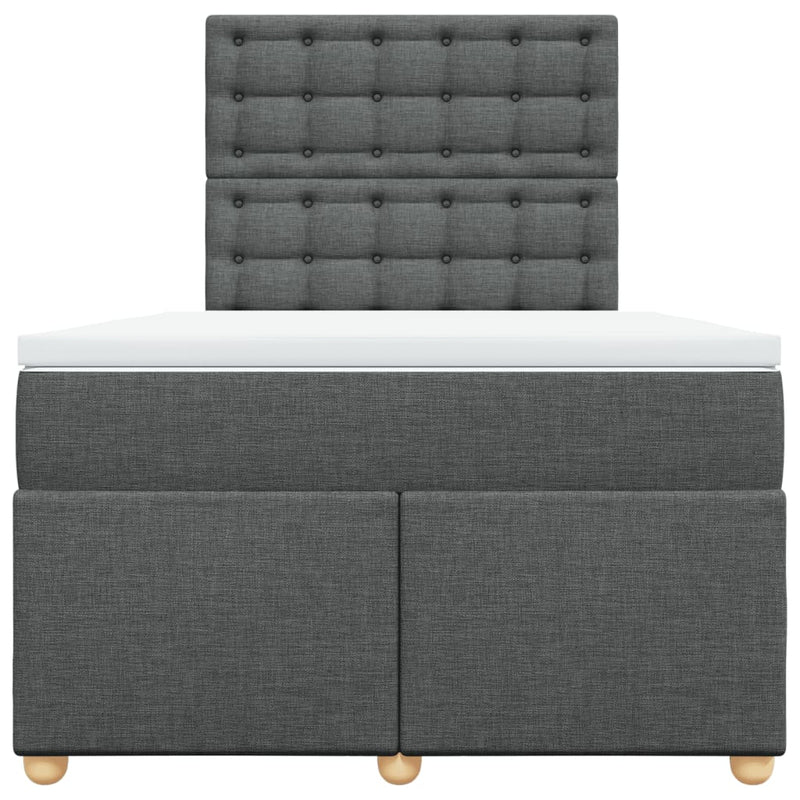Pat box spring cu saltea, gri închis, 120x200 cm, textil