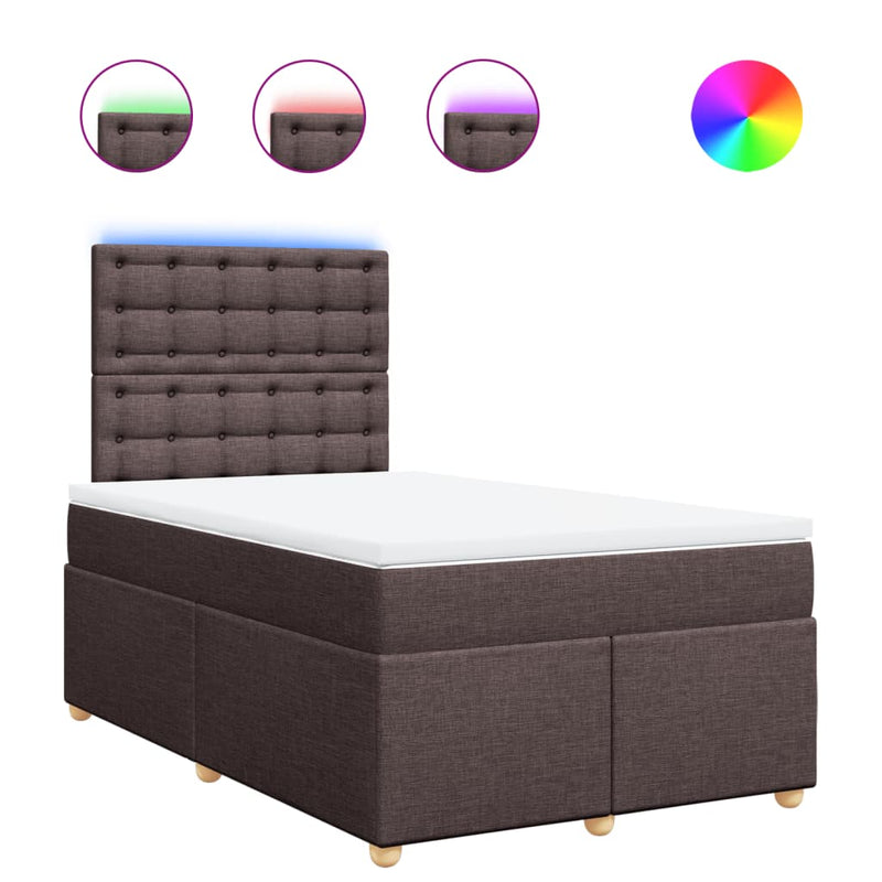 Pat box spring cu saltea, maro închis, 120x200 cm, textil