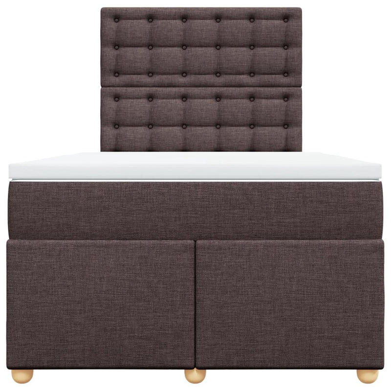 Pat box spring cu saltea, maro închis, 120x200 cm, textil