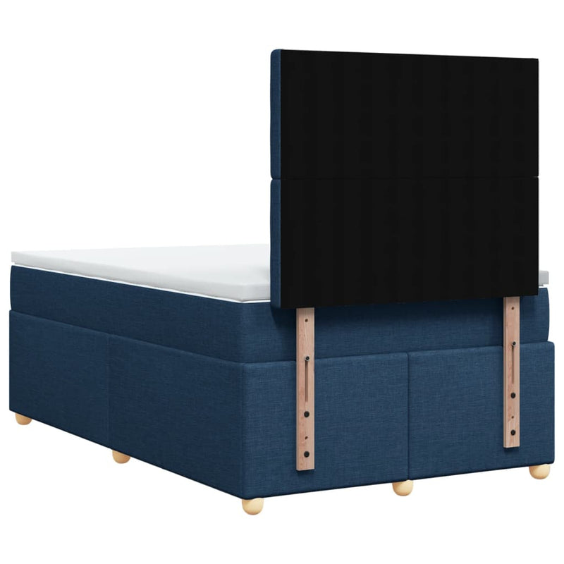 Pat box spring cu saltea, albastru, 120x200 cm, textil