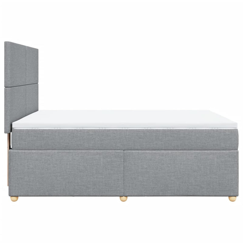 Pat box spring cu saltea, gri deschis, 140x190 cm, textil