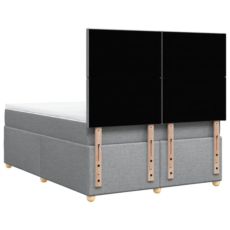 Pat box spring cu saltea, gri deschis, 140x190 cm, textil