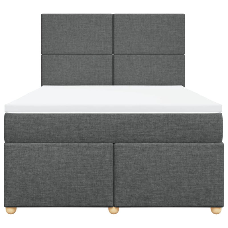 Pat box spring cu saltea, gri închis, 140x190 cm, textil