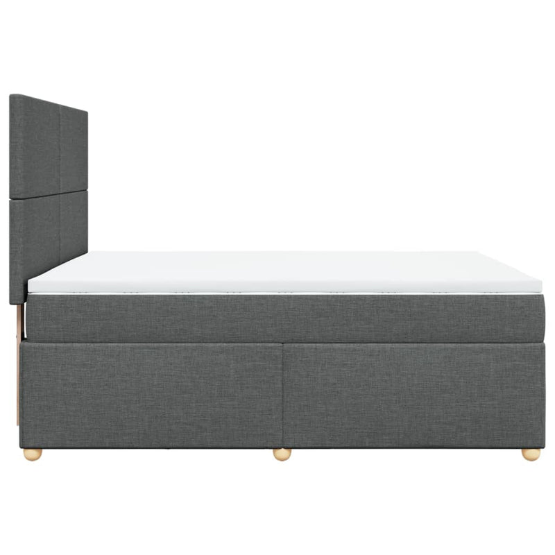 Pat box spring cu saltea, gri închis, 140x190 cm, textil