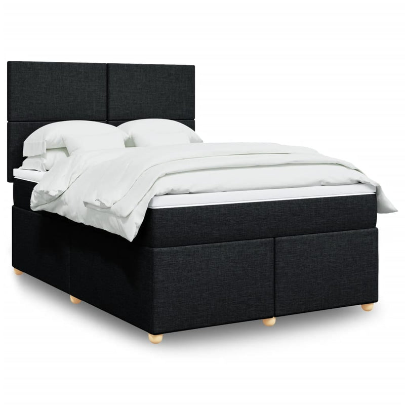Pat box spring cu saltea, negru, 140x190 cm, textil