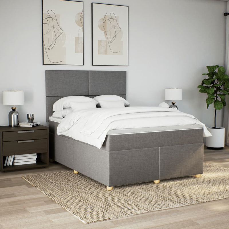Pat box spring cu saltea, gri taupe, 140x200 cm, textil