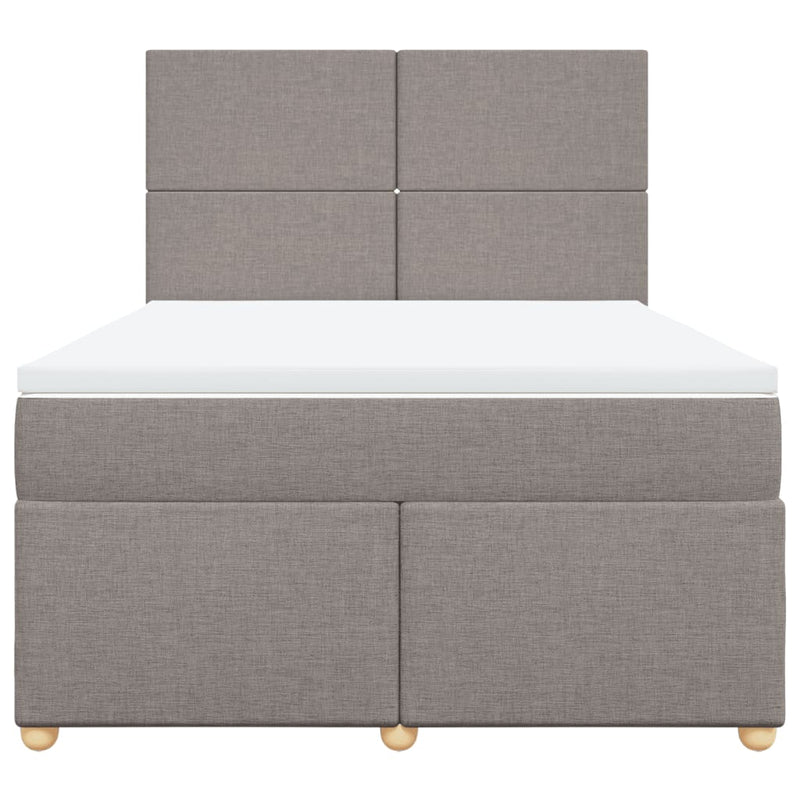 Pat box spring cu saltea, gri taupe, 140x200 cm, textil