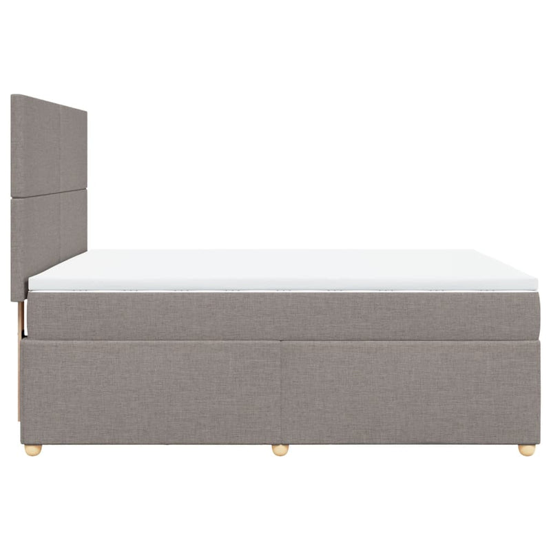 Pat box spring cu saltea, gri taupe, 140x200 cm, textil