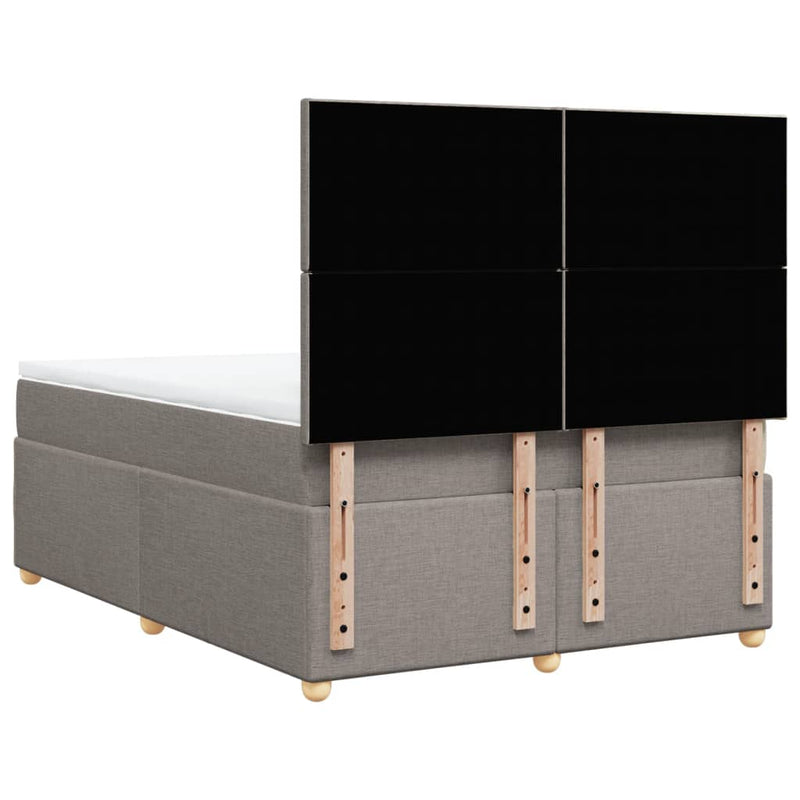 Pat box spring cu saltea, gri taupe, 140x200 cm, textil