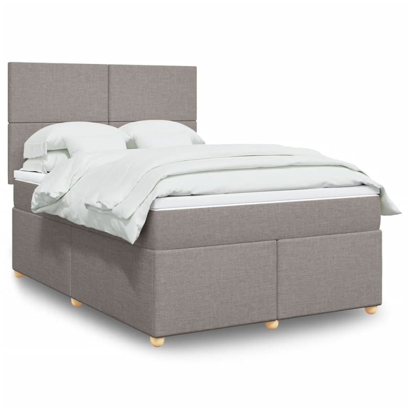 Pat box spring cu saltea, gri taupe, 140x200 cm, textil