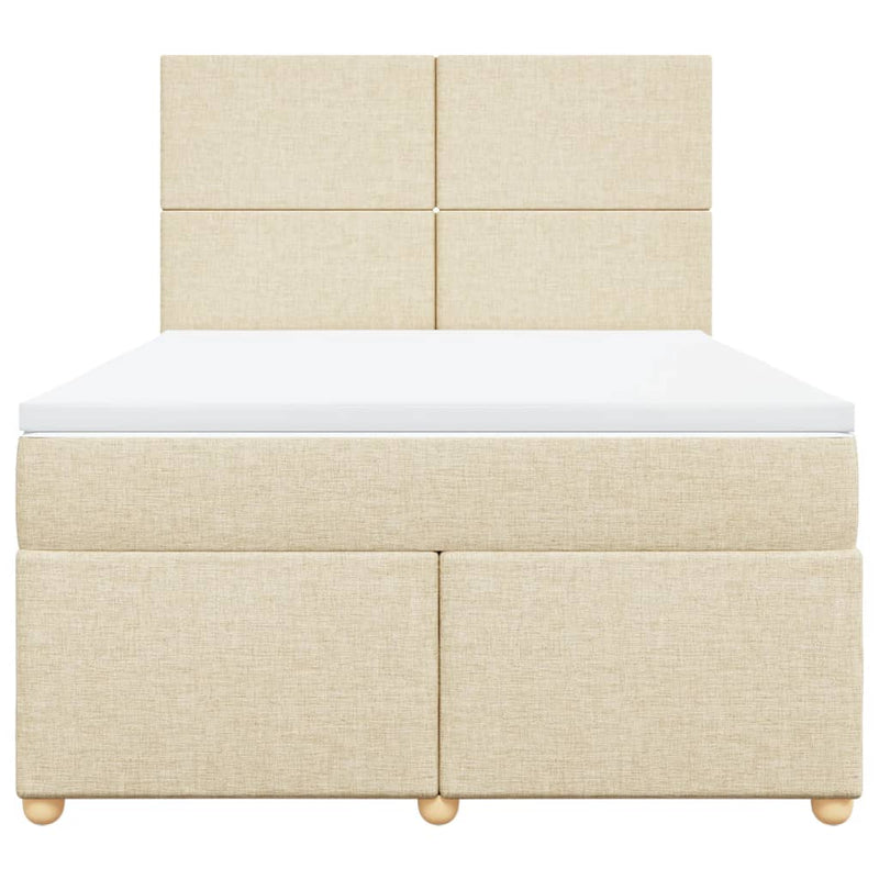 Pat box spring cu saltea, crem, 140x200 cm, textil