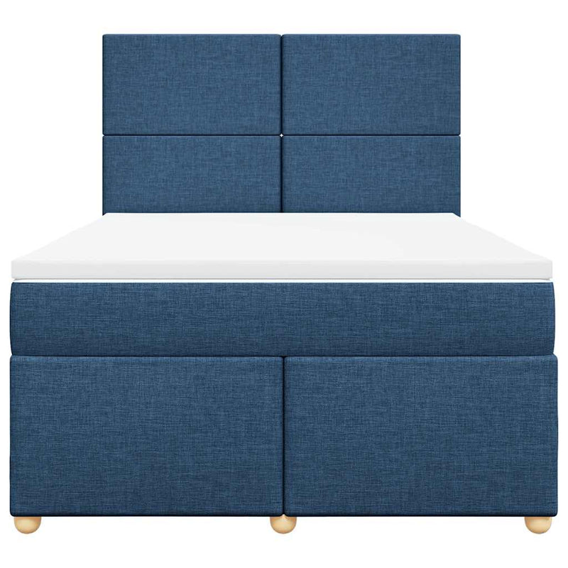 Pat box spring cu saltea, albastru, 140x200 cm, textil