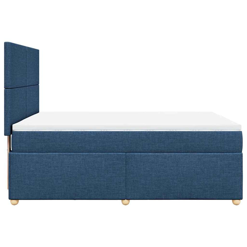 Pat box spring cu saltea, albastru, 140x200 cm, textil