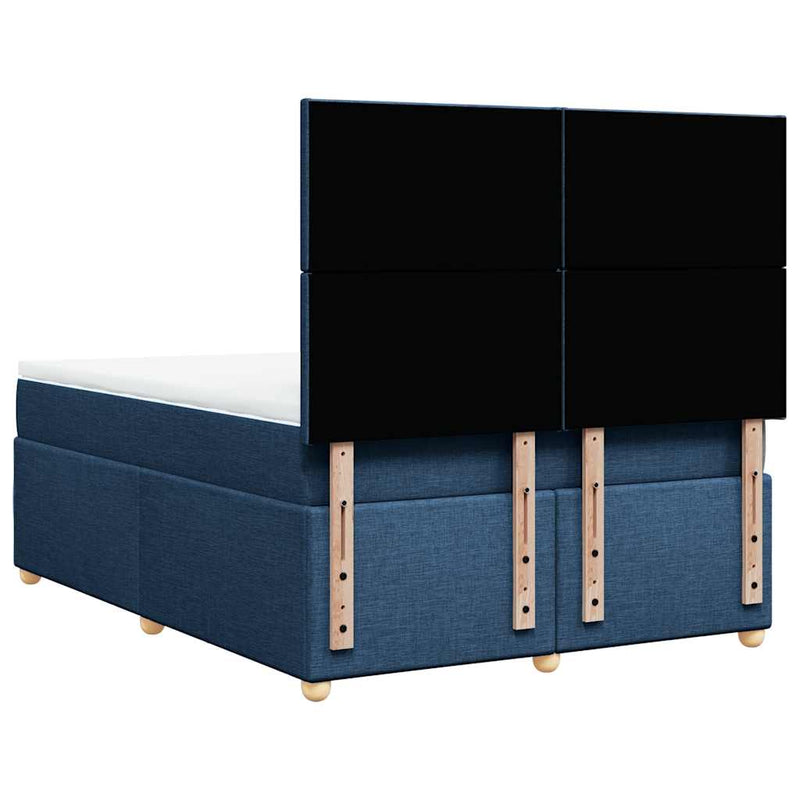 Pat box spring cu saltea, albastru, 140x200 cm, textil