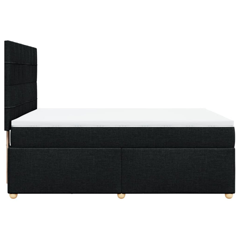 Pat box spring cu saltea, negru, 140x190 cm, textil