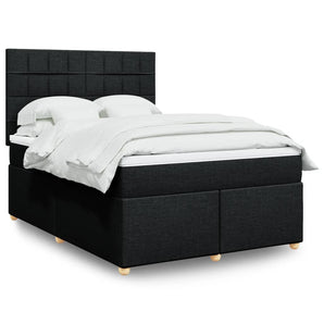 Pat box spring cu saltea, negru, 140x190 cm, textil