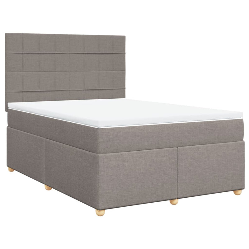 Pat box spring cu saltea, gri taupe, 140x200 cm, textil