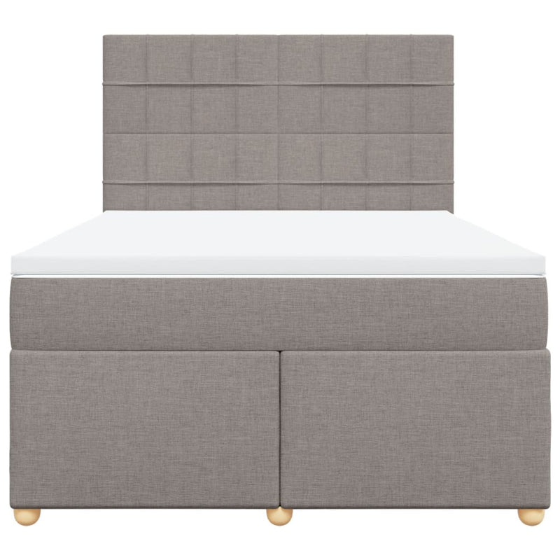 Pat box spring cu saltea, gri taupe, 140x200 cm, textil