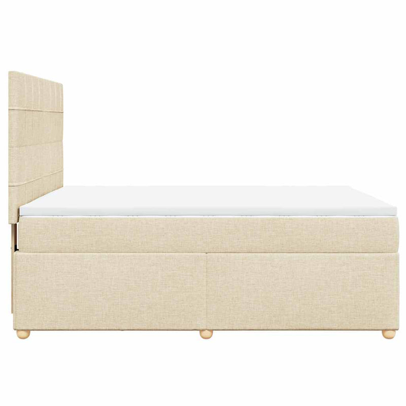Pat box spring cu saltea, crem, 140x200 cm, textil