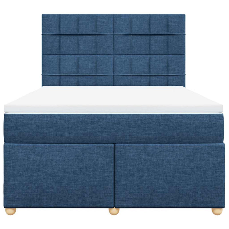 Pat box spring cu saltea, albastru, 140x200 cm, textil