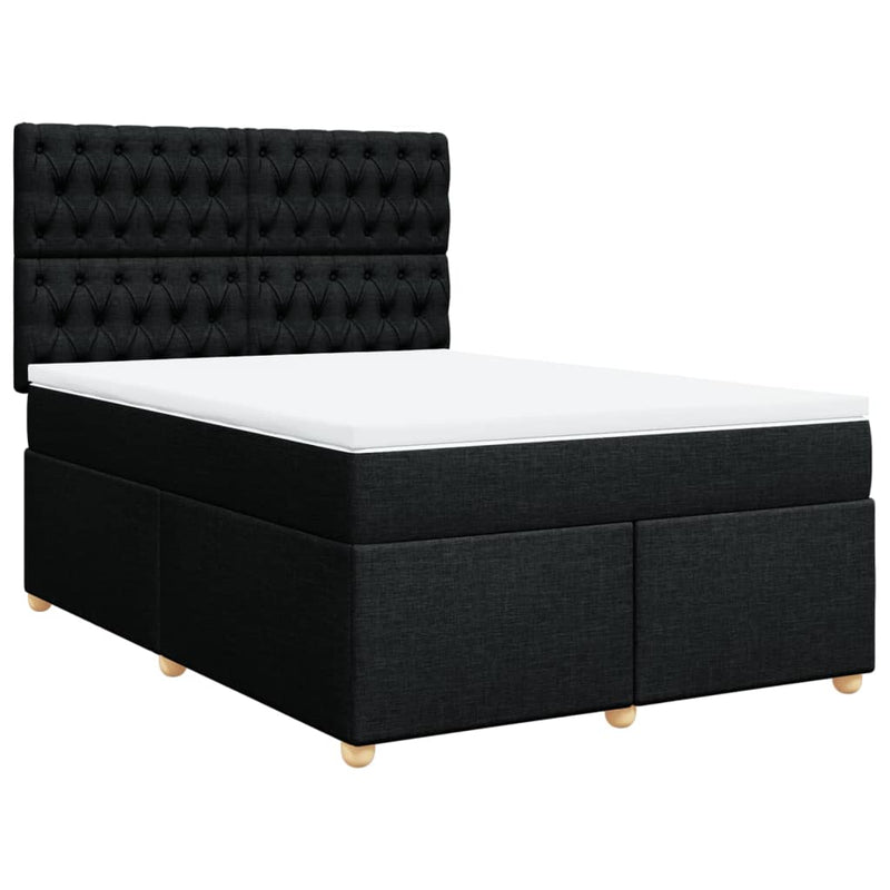 Pat box spring cu saltea, negru, 140x190 cm, textil