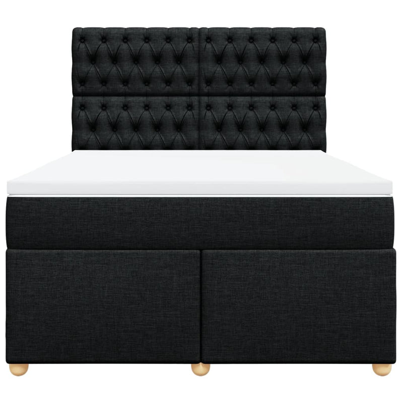 Pat box spring cu saltea, negru, 140x190 cm, textil