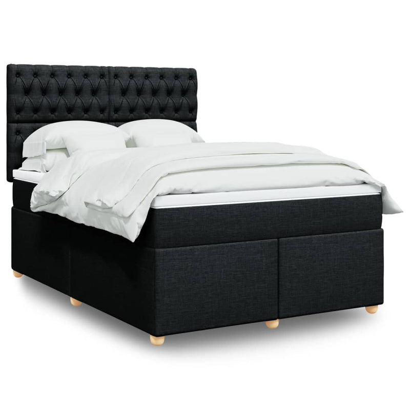 Pat box spring cu saltea, negru, 140x190 cm, textil