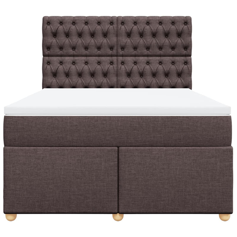 Pat box spring cu saltea, maro închis, 140x200 cm, textil
