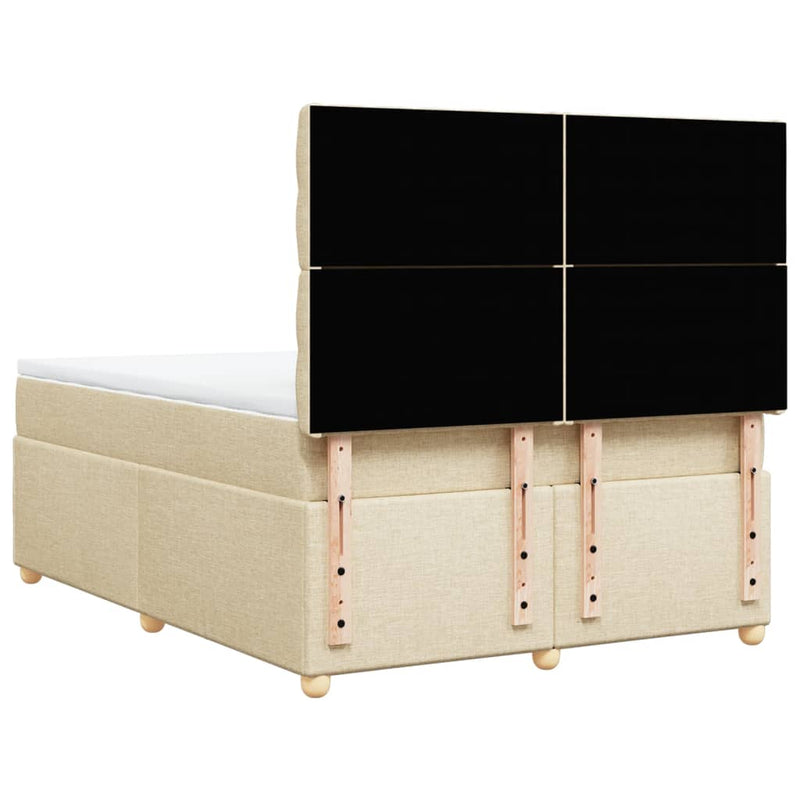 Pat box spring cu saltea, crem, 140x200 cm, textil