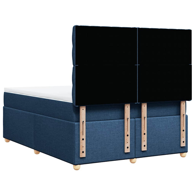 Pat box spring cu saltea, albastru, 140x200 cm, textil