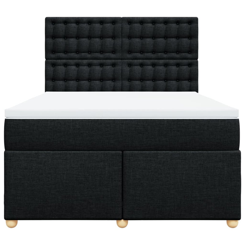 Pat box spring cu saltea, negru, 140x190 cm, textil