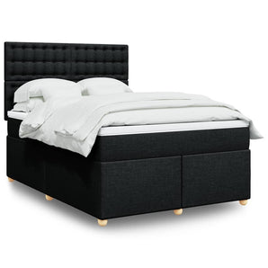 Pat box spring cu saltea, negru, 140x190 cm, textil