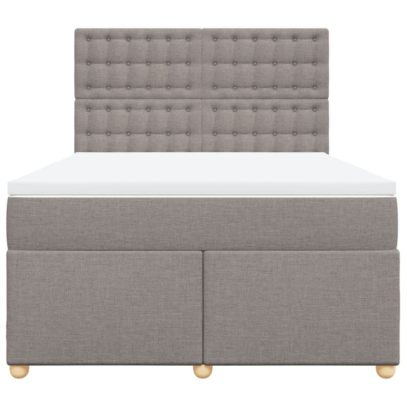 Pat box spring cu saltea, gri taupe, 140x200 cm, textil