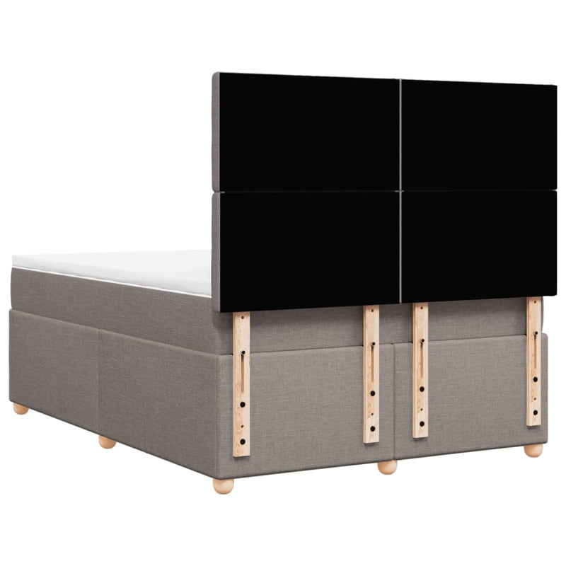 Pat box spring cu saltea, gri taupe, 140x200 cm, textil