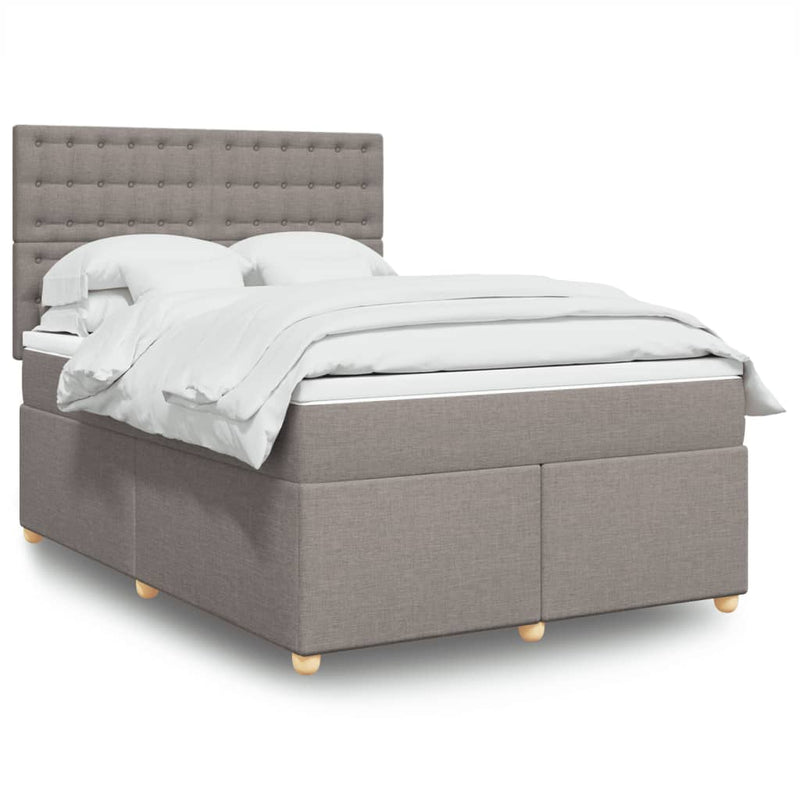 Pat box spring cu saltea, gri taupe, 140x200 cm, textil