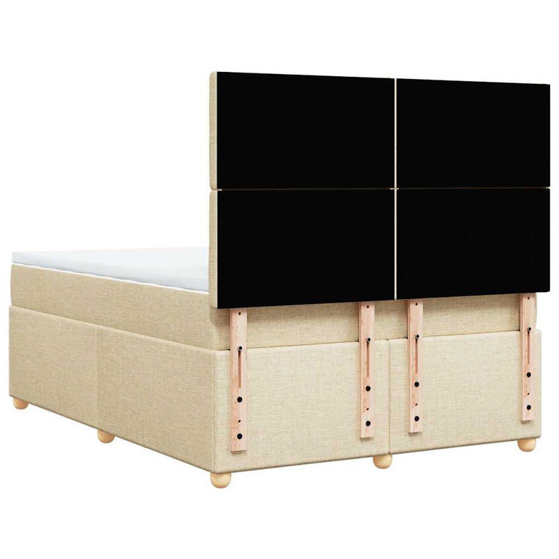 Pat box spring cu saltea, crem, 140x200 cm, textil