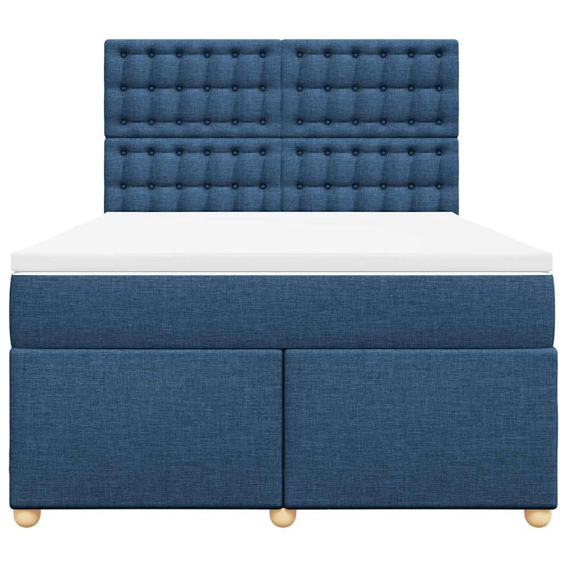Pat box spring cu saltea, albastru, 140x200 cm, textil