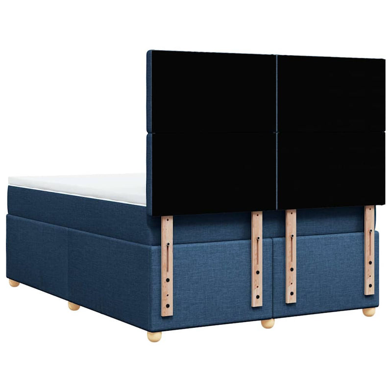 Pat box spring cu saltea, albastru, 140x200 cm, textil