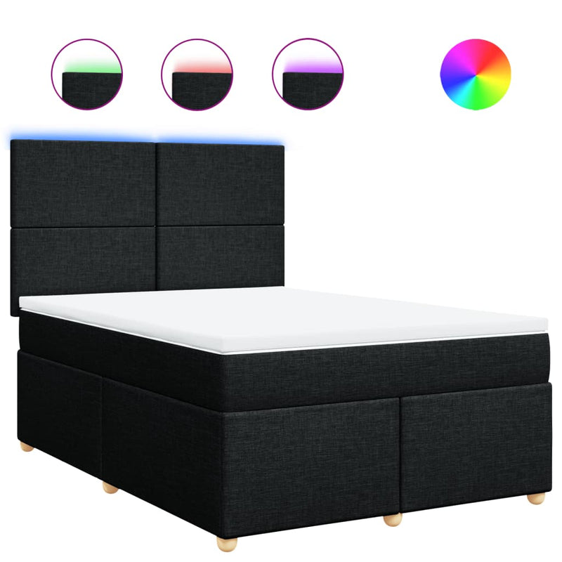 Pat box spring cu saltea, negru, 140x200 cm, textil