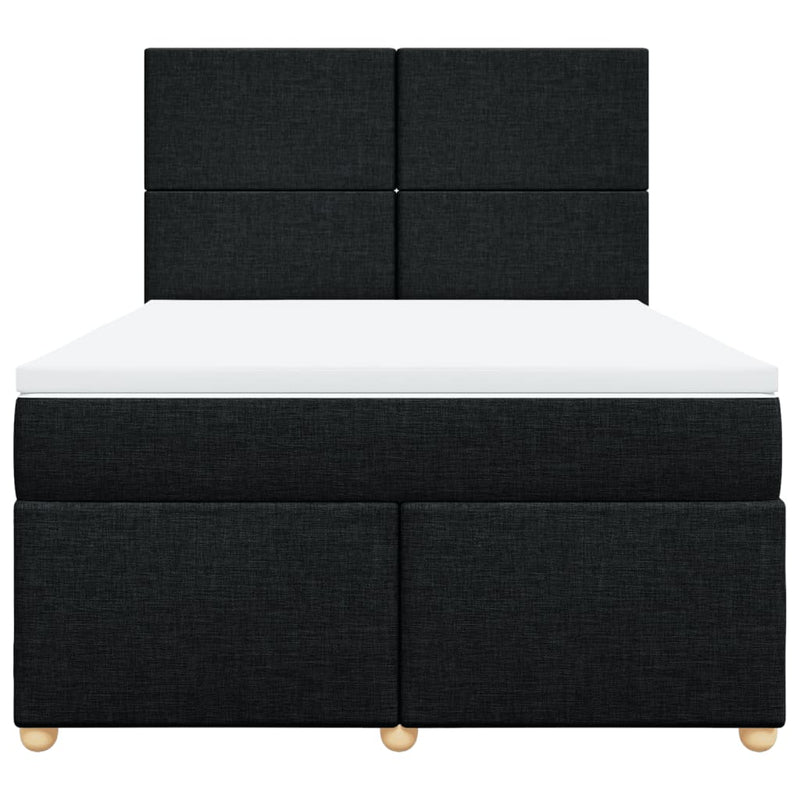 Pat box spring cu saltea, negru, 140x200 cm, textil