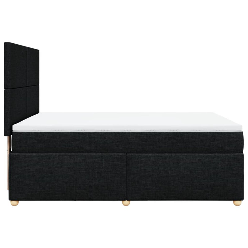 Pat box spring cu saltea, negru, 140x200 cm, textil