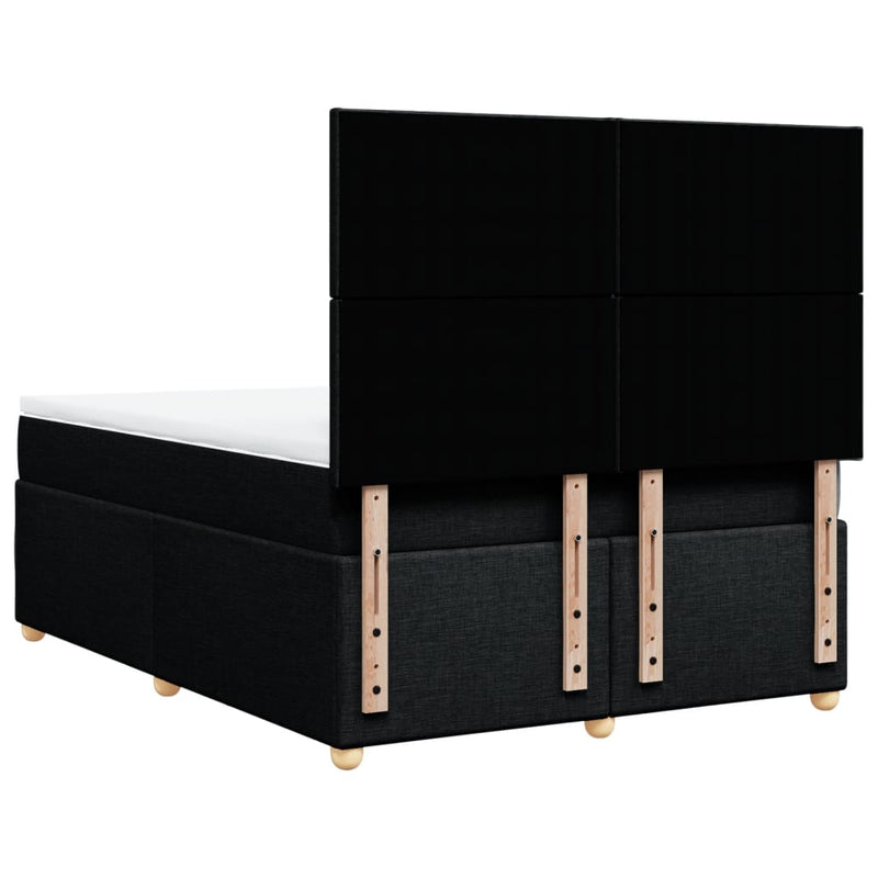 Pat box spring cu saltea, negru, 140x200 cm, textil