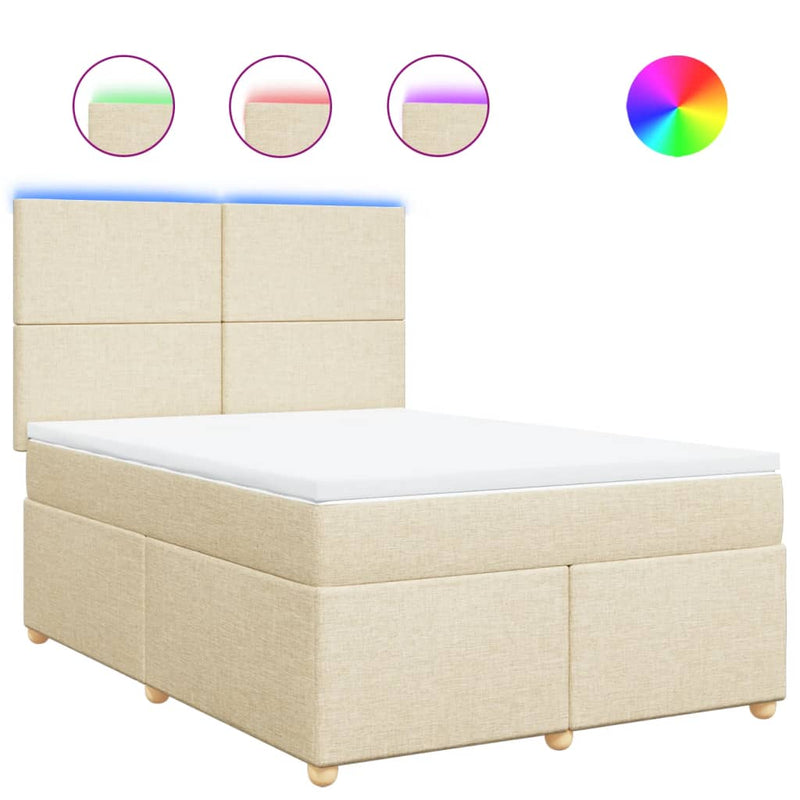 Pat continental cu saltea, crem, 140x200 cm, material textil